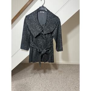 Calvin Klein Women’s Textured Zebra Stripe Gray Jacket M/L With Belt
